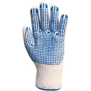 Munkavédelmi textilkesztyű egy oldalt pöttyös 9-es férfi