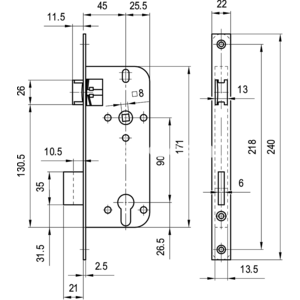 Zár EURO-ELZETT 4320 zárbetétes/PZ