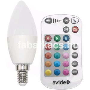 Izzó AVIDE SMART LED candle 5,5W RGB+W 2700K+távir