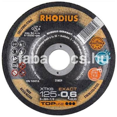 Fém vágókorong RHODIUS EXACT XTK6 125-ös×0,6×22